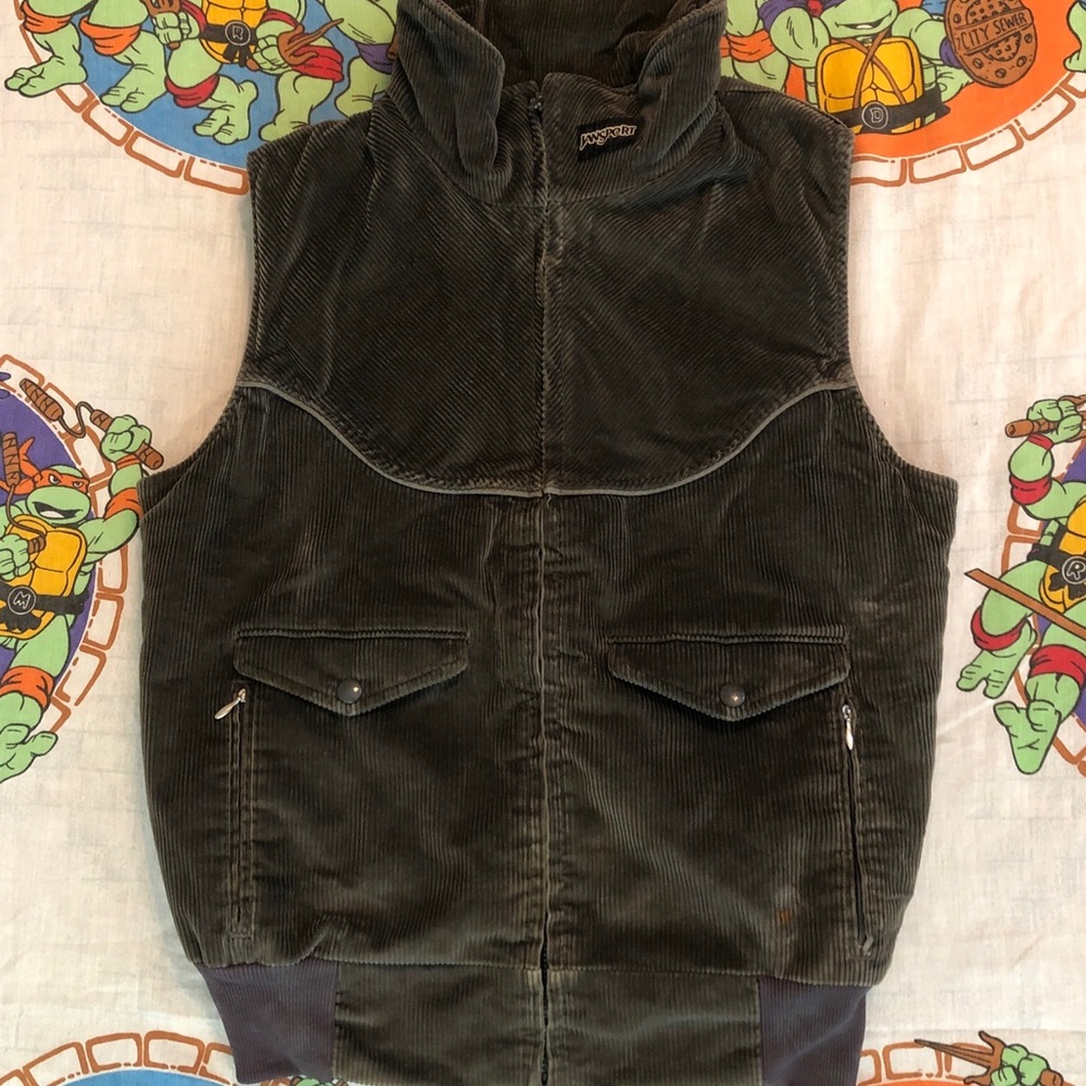 Vintage JanSport Corduroy Vest Brown Mens Large Made in USA